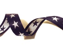 tassenband met sterren 4 cm breed: donkerblauw/wit tassenband met sterren 4 cm breed: donkerblauw/wit