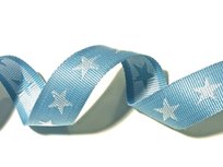 tassenband met sterren 4 cm breed: lichtblauw/wit tassenband met sterren 4 cm breed: lichtblauw/wit