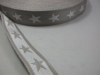 tassenband met sterren 4 cm breed: lichtbeige-grijs/wit tassenband met sterren 4 cm breed: lichtbeige-grijs/wit