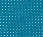 Geplastificeerde katoen voor o.a.jassen! Turquoise met witte stipjes, met PU-laag Geplastificeerde katoen voor o.a.jassen! Turquoise met witte stipjes, met PU-laag