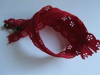 rits met kanten rand 20 cm, donkerrood rits met kanten rand 20 cm, donkerrood