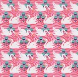 Flora: tricot witte zwanen op roze naar een ontwerp van Jolijou Flora: tricot witte zwanen op roze naar een ontwerp van Jolijou