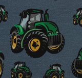 Mattes, tractor op jeansblauwe tricot Mattes, tractor op jeansblauwe tricot