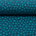 Karla: petrol boordstof met ingeweven turquoise noppen Karla: petrol boordstof met ingeweven turquoise noppen