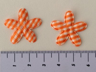 bloem 25mm, oranje-wit ruitje, smal