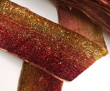 glitterband 4 cm, kleur overlopend van goud naar rood