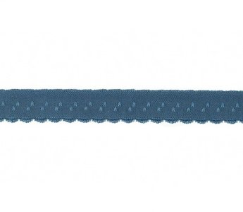 jeanskleur omvouwelastiek met klein schulprandje op de vouw