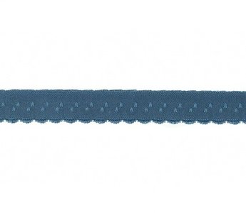 jeanskleur omvouwelastiek met klein schulprandje op de vouw