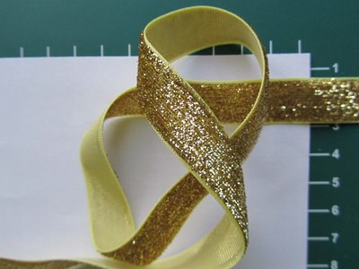 glitterband 15 mm, goud