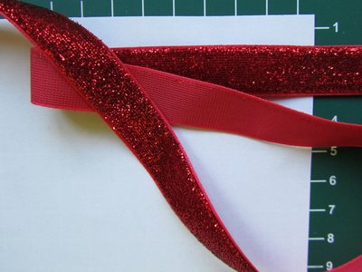 glitterband 15 mm, rood