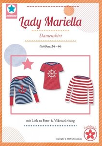 Lady Mariella/ patroon van een shirt met boothals in de maten 34, 36, 38, 40, 42, 44, 46