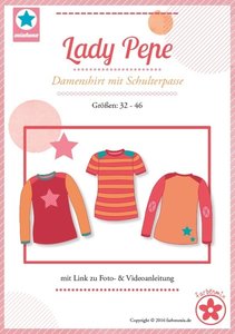 Lady Pepe, shirt met schouderpassen in de maten 32, 34, 36, 38, 40, 42, 44, 46 