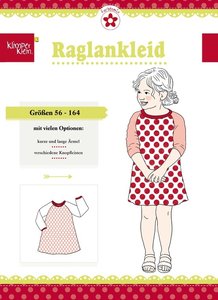 Raglankleid van Klimperklein, raglanjurkje in de maten 56 t/m 164