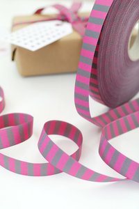 streepjesband roze/grijs 