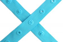 drukkertjesband turquoise: afstand 2,5 cm: HALVE meter