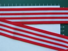 taille-elastiek 4 cm breed: strepen wit met rood /HALVE METER