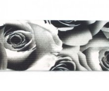 taille-elastiek 4 cm breed: rozen zwart-wit/ HALVE METER