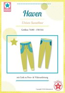 Haven, patroon van een smalle joggingbroek voor jongens en meisjes in de maten  74/80 -158/164