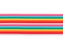 taille-elastiek 4 cm breed: smalle strepen: rood-roze-fuchsia-turquoise-enz/HALVE METER