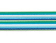 taille-elastiek 4 cm breed: smalle strepen: blauw-groentinten/HALVE METER