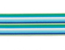 taille-elastiek 4 cm breed: smalle strepen: blauw-groentinten/HALVE METER