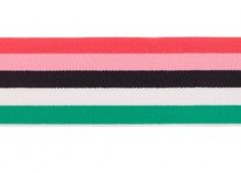 taille-elastiek 4 cm breed: bredere strepen: koraal-roze-enz/HALVE METER