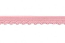 zacht soepel elastiek met kantje, roze, neigend naar oudroze 1 cm breed