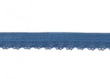 zacht soepel elastiek met kantje, jeansblauw 1 cm breed
