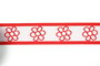 taille-elastiek 4 cm breed: bloemen wit met rood /HALVE METER_