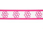 taille-elastiek 4 cm breed: bloemen wit met fuchsia /HALVE METER_