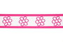 taille-elastiek 4 cm breed: bloemen wit met fuchsia /HALVE METER_