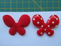 vlinder 4,5 x 3,5cm rood met wit stipje, vinyl_