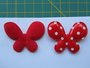 vlinder 4,5 x 3,5cm rood met wit stipje, vinyl_